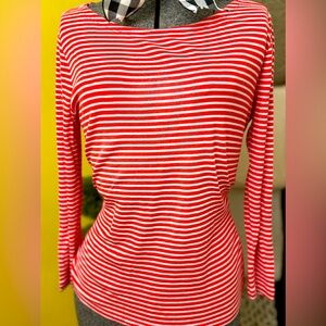 Women’s Vineyard Vines Boatneck Red Striped Knit Top size Large